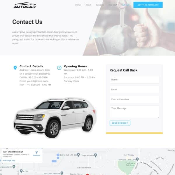 Automotive Template Contact Us Page