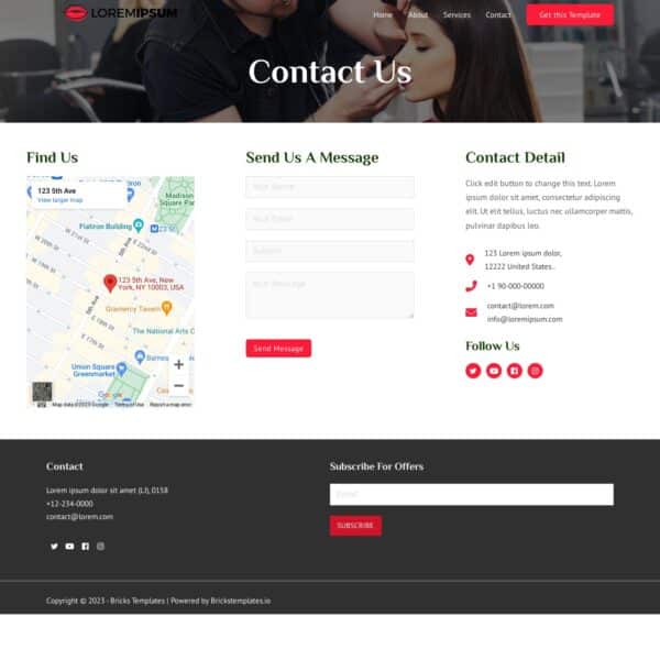 Cosmetics Template Contact Us Page