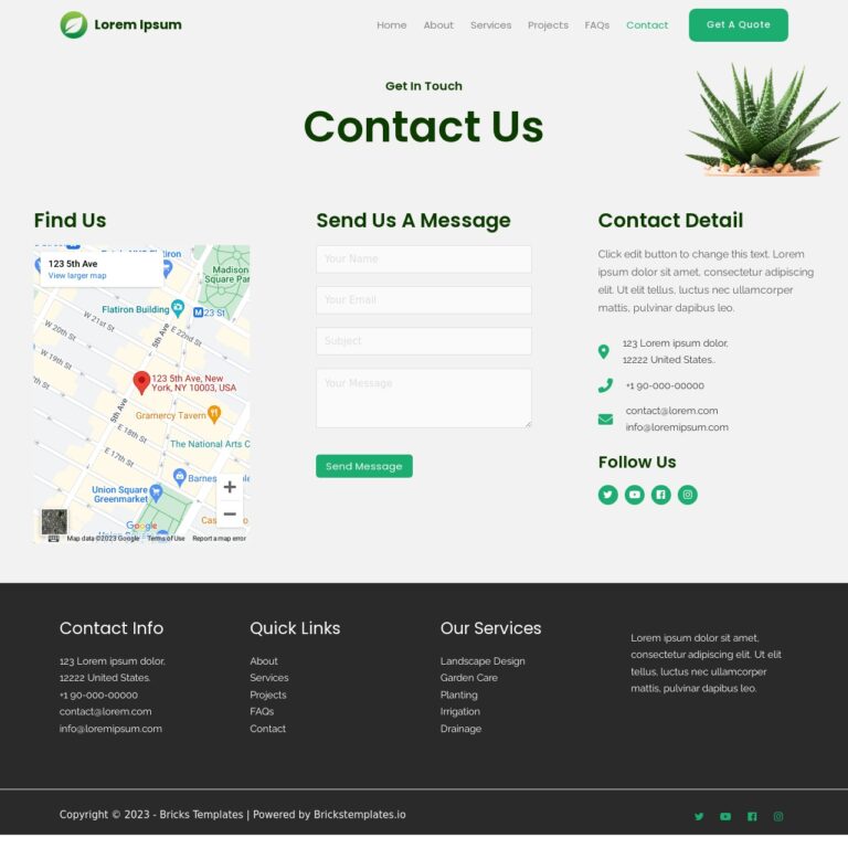 Landscaping Template Contact Us Page