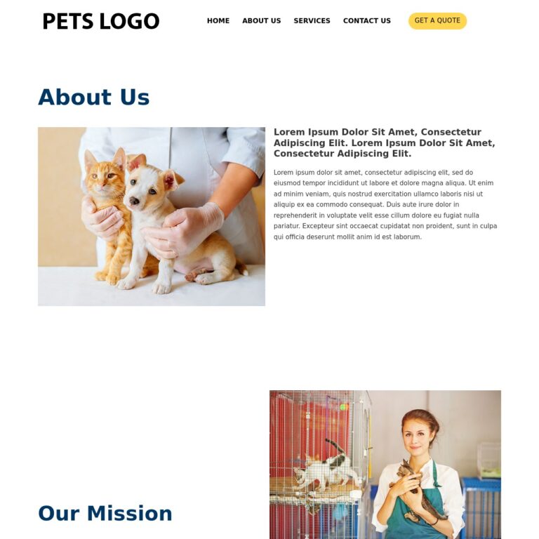 Pets Template About Us Page