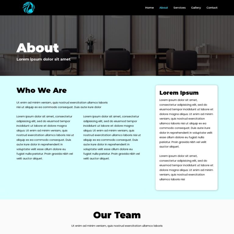 Salon Template About Us Page