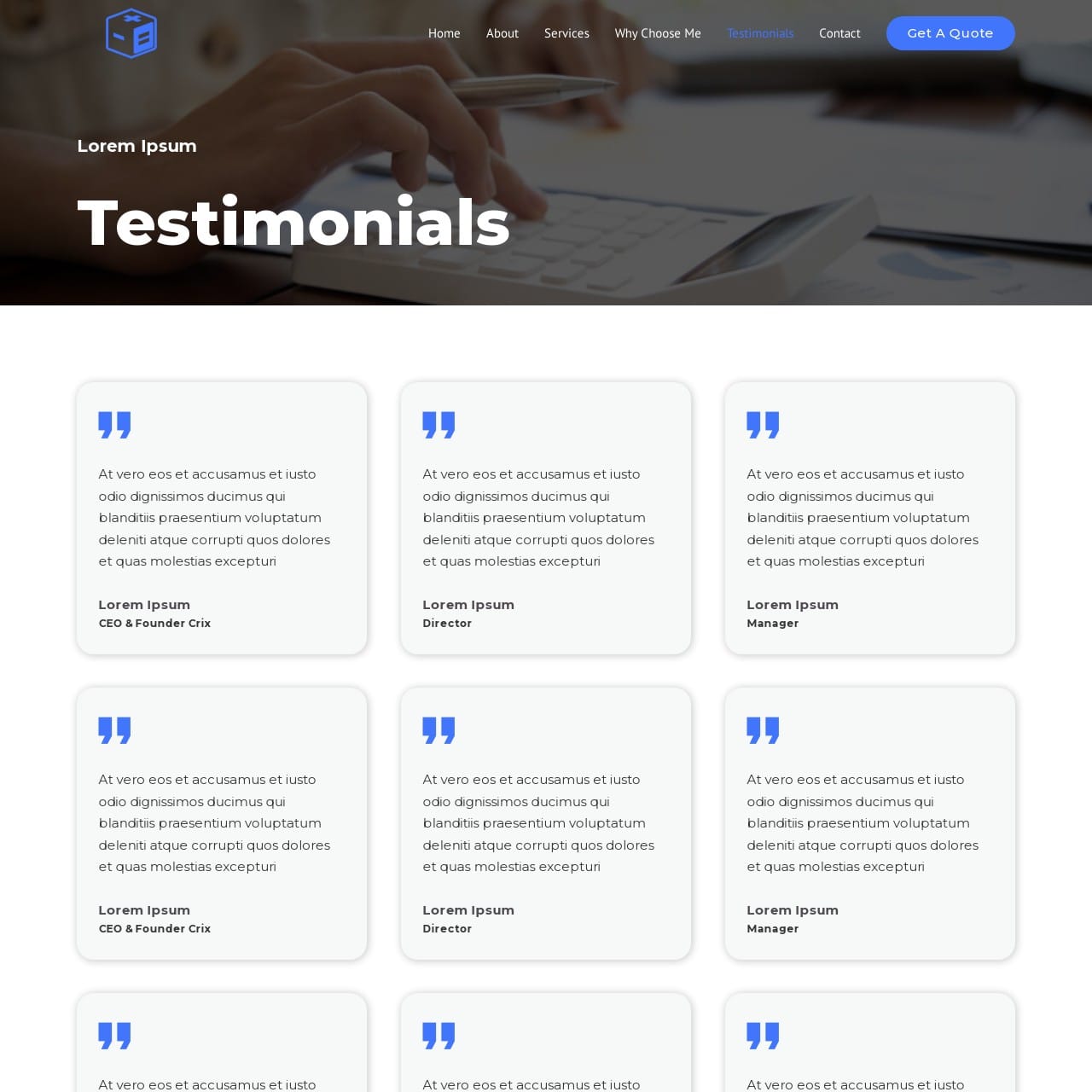 Accounting Template - Testimonials Page
