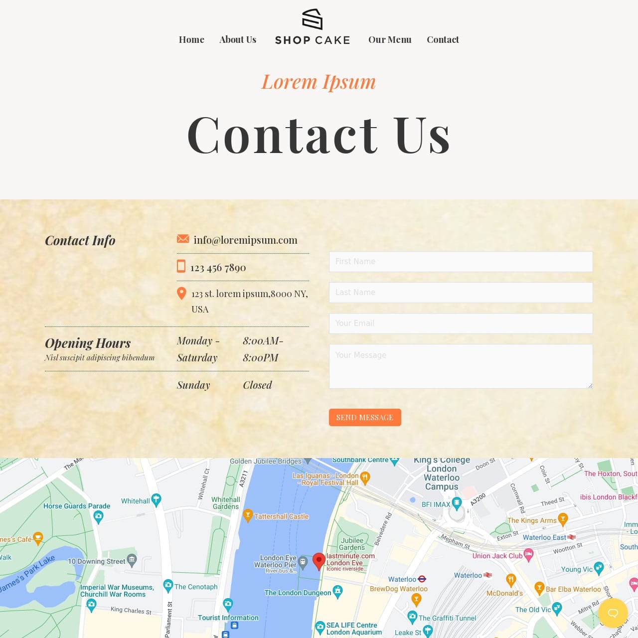 Cafe and Bakery Template - Contact Page