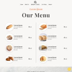 Cafe and Bakery Template - Our Menu Page