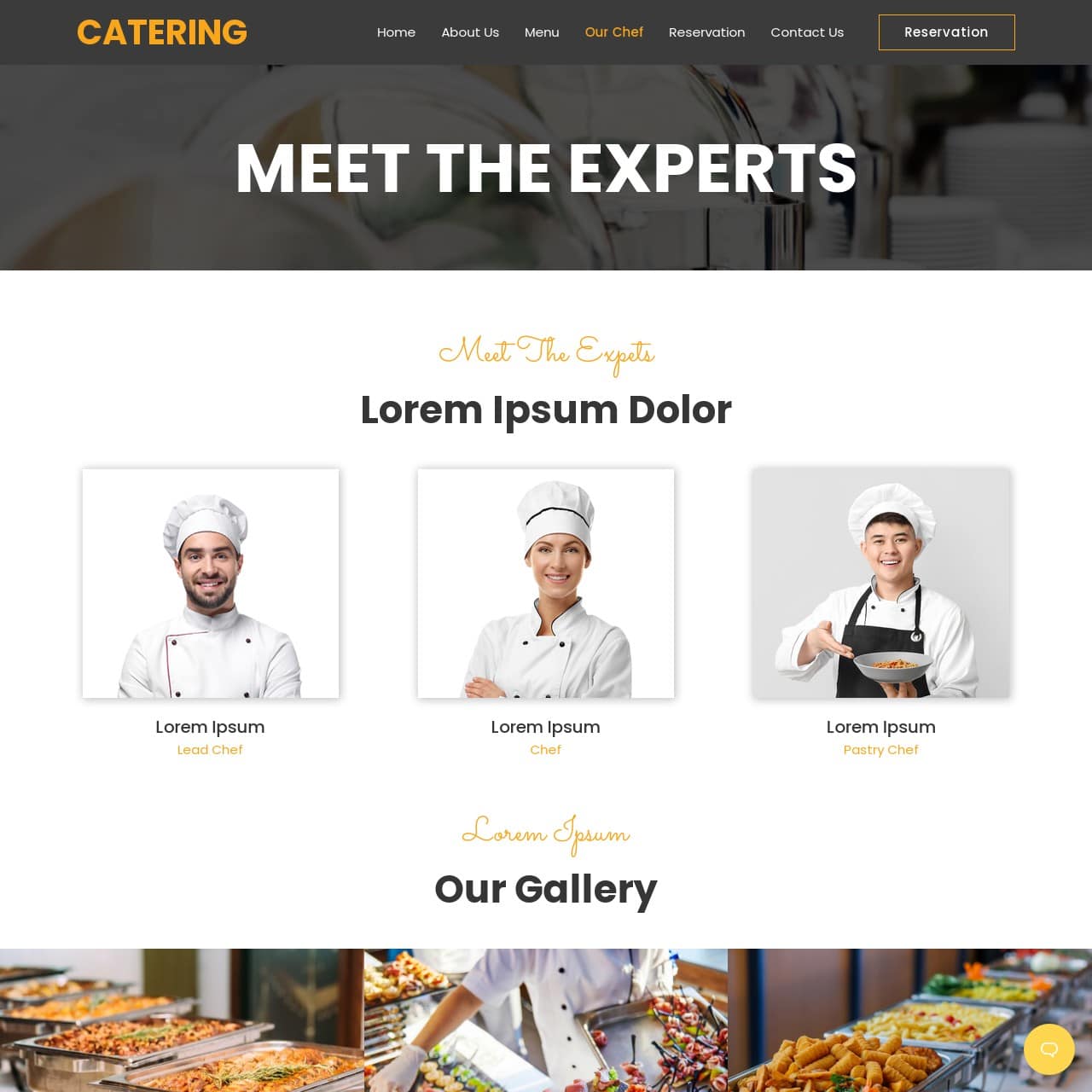 Catering Template - Our Chef Page