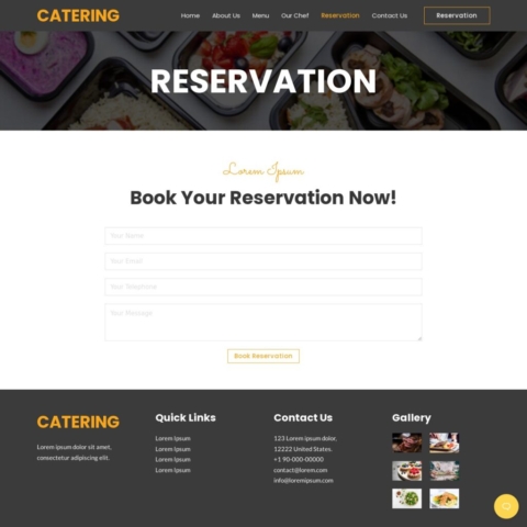 Catering Template - Reservations Page