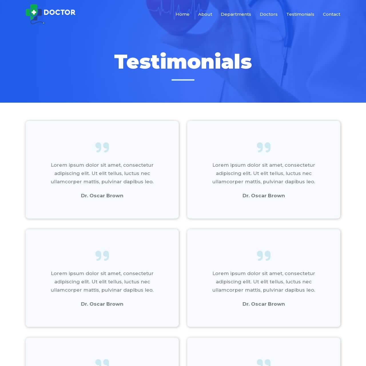 Clinic Template - Testimonials Page