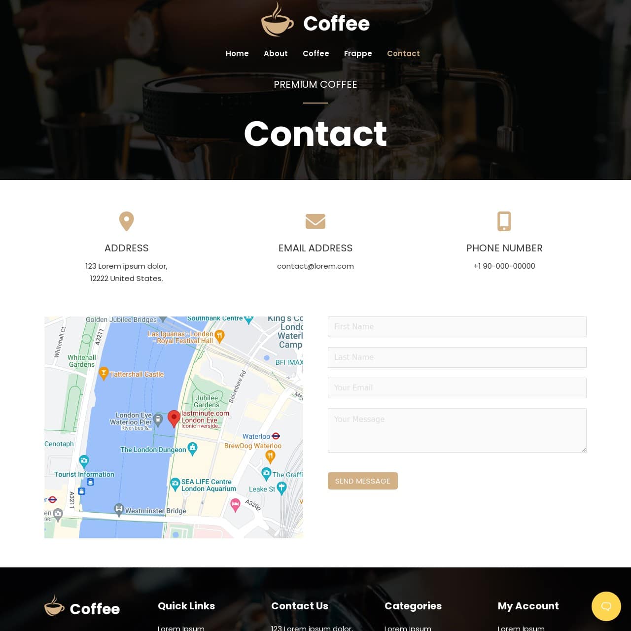 Coffee Template - Contact Us Page