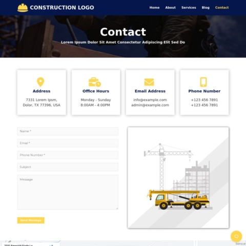 Construction Template - Contact Us Page