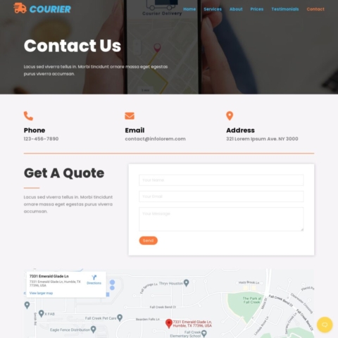 Courier Service Template - Contact Us Page