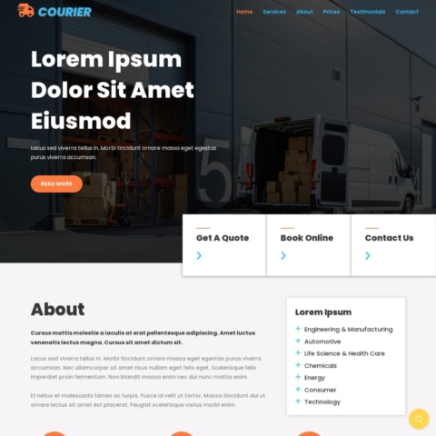 Courier Service Template - Home Page