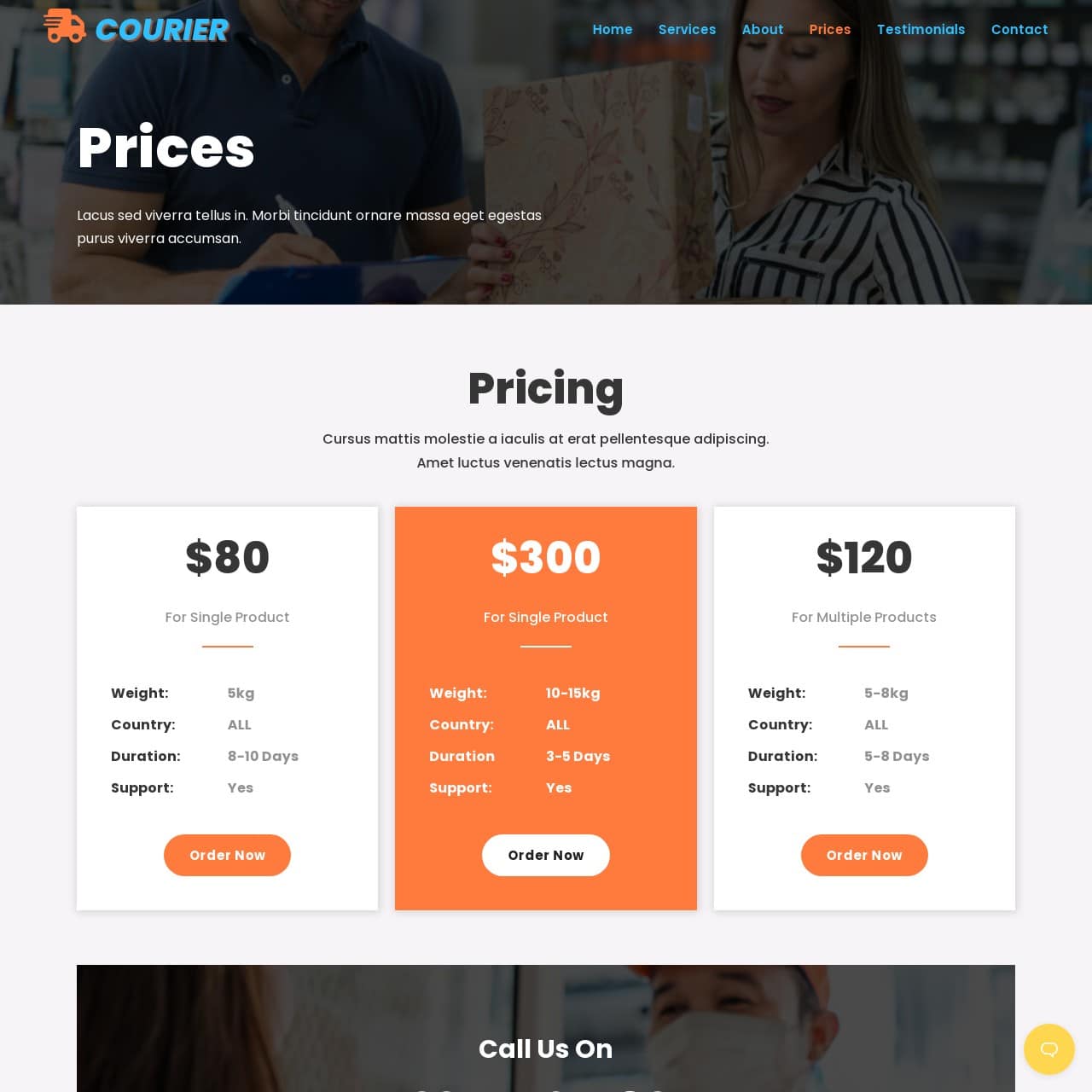 Courier Service Template - Prices Page