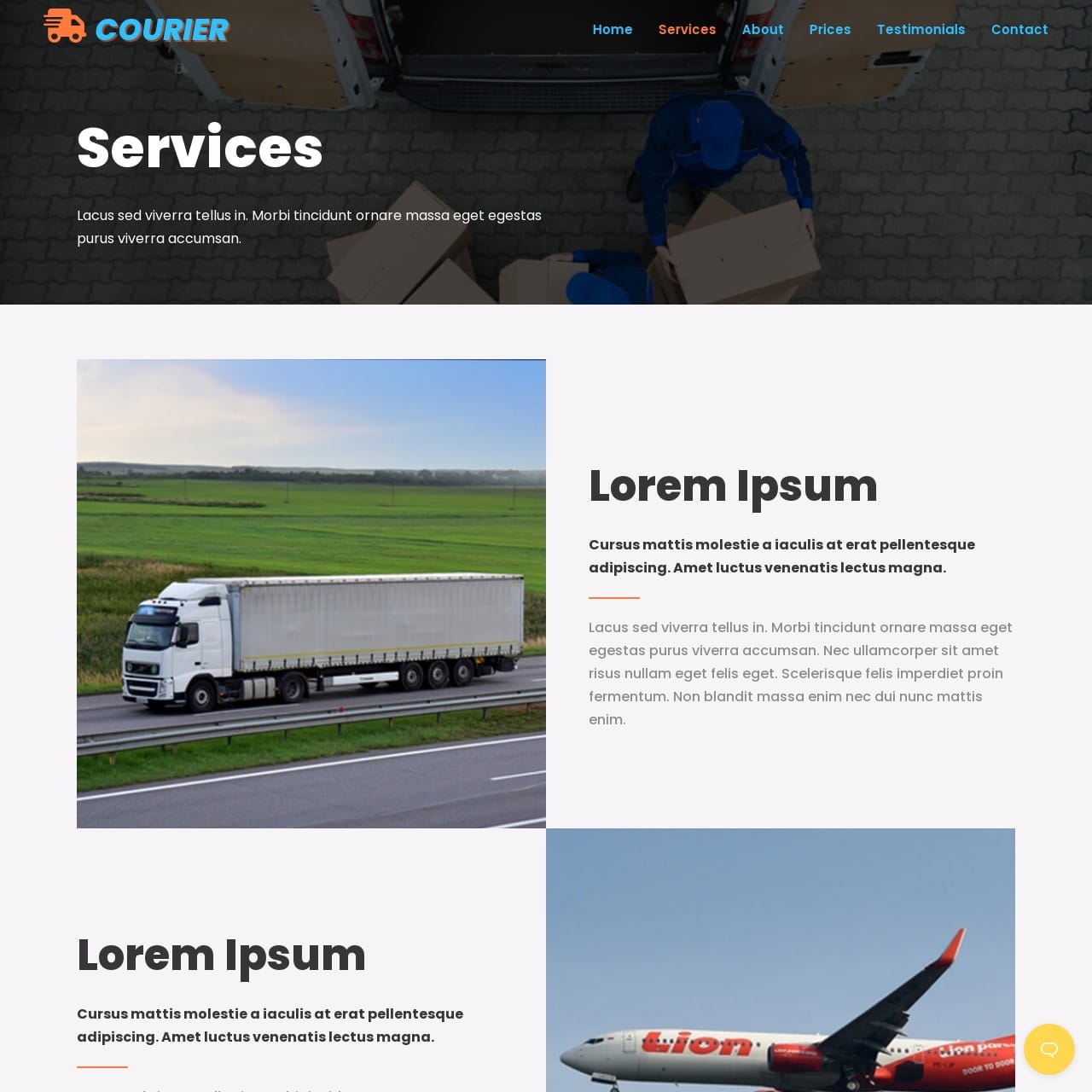 Courier Service Template - Services Page