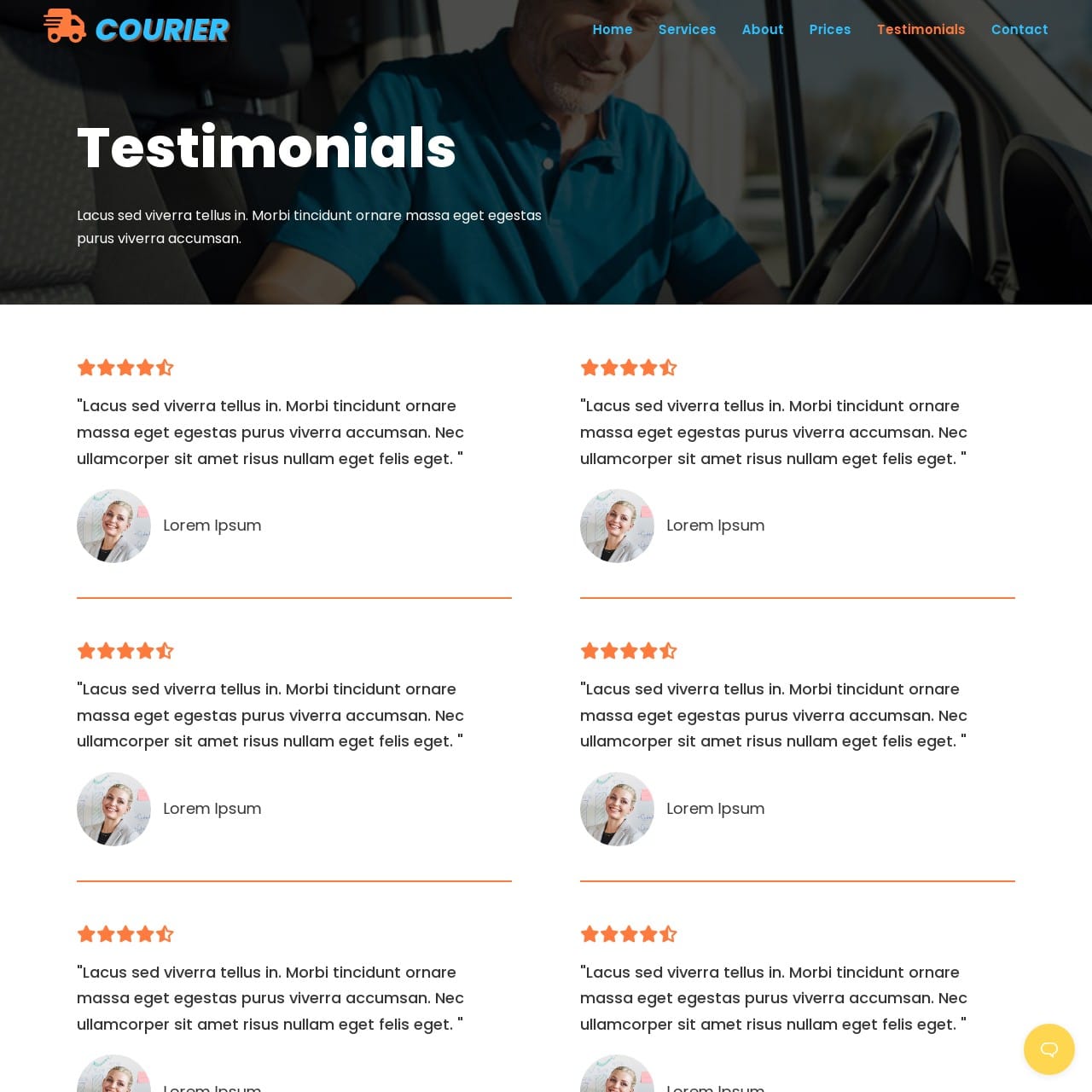 Courier Service Template - Testimonials Page