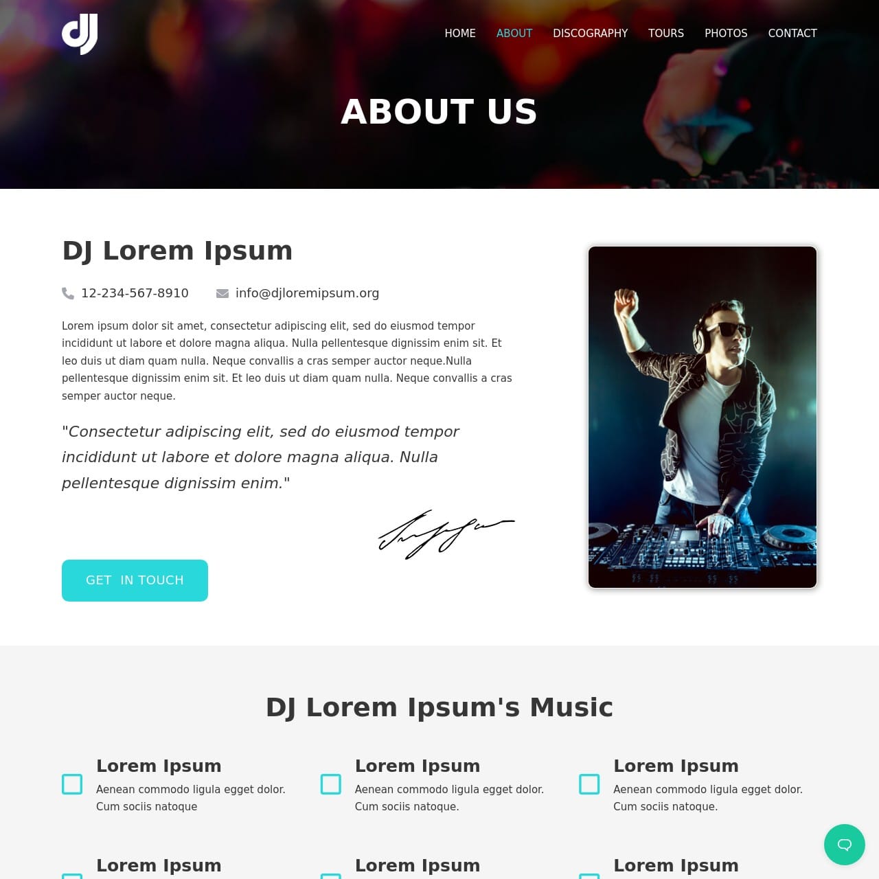 DJ Template - About Page