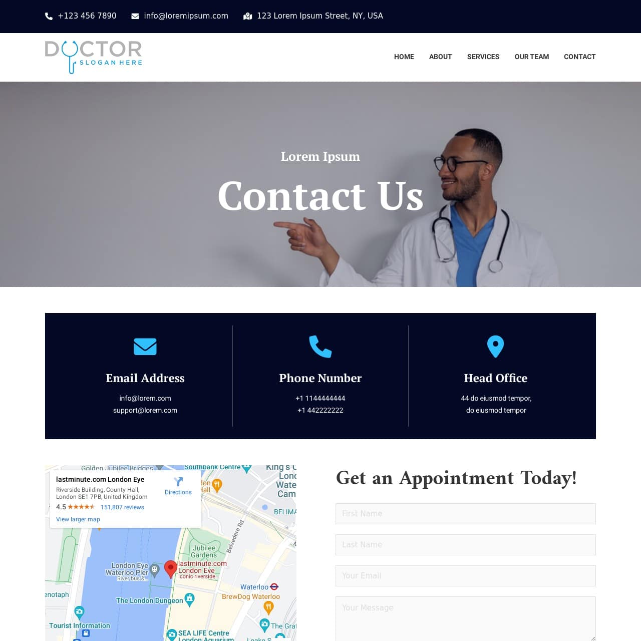 Doctor Template - Contact Page