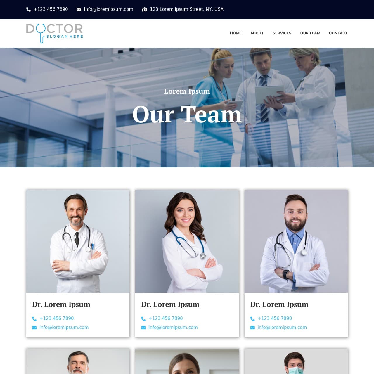 Doctor Template - Team Page
