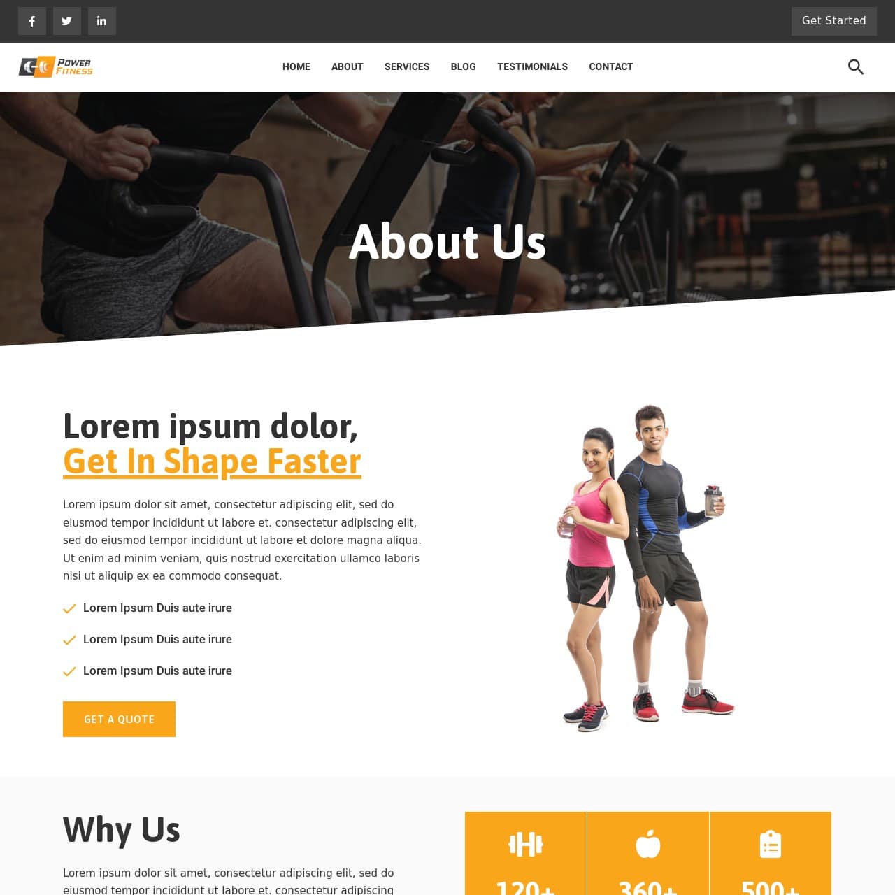 Gym & Fitness Template - About Page