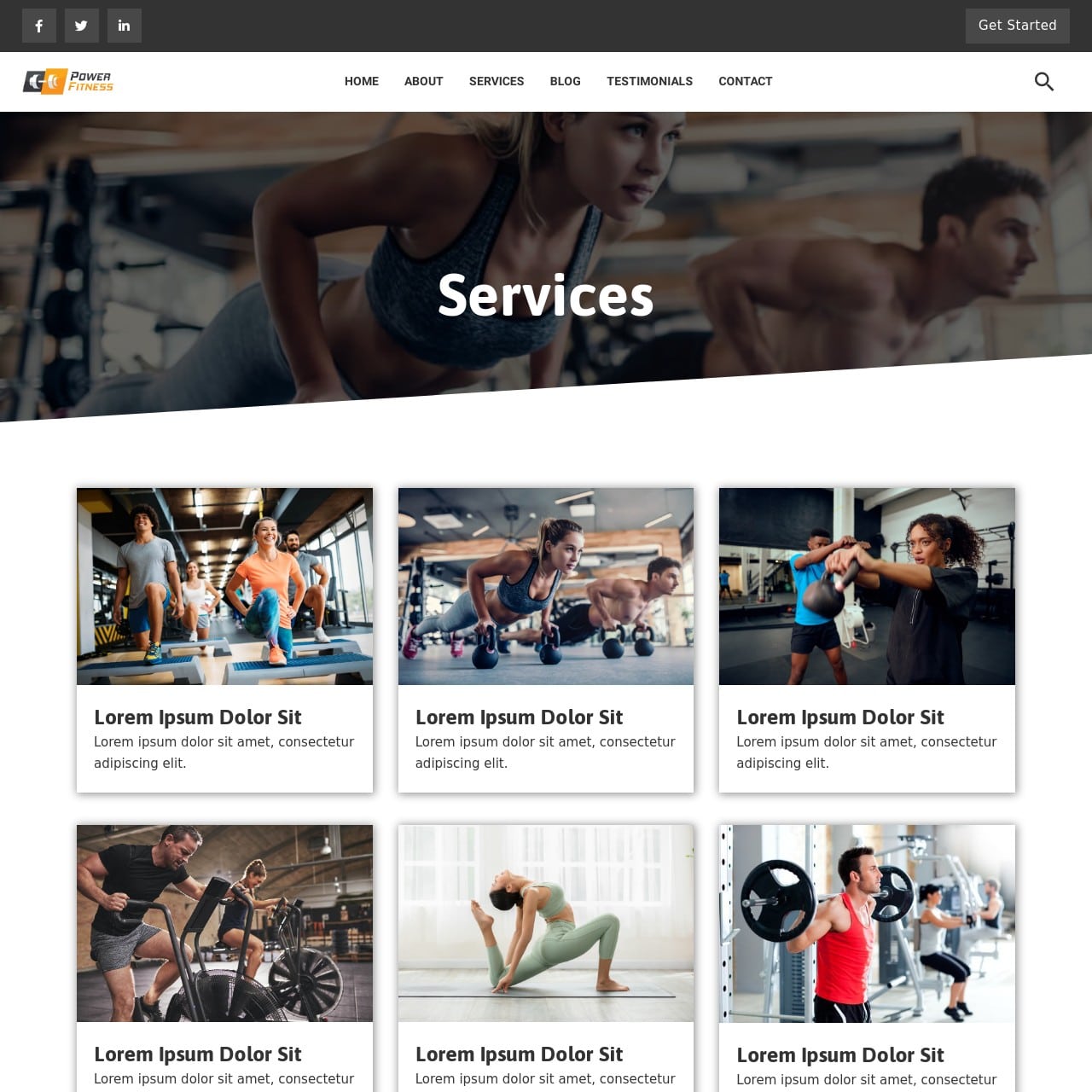 Gym & Fitness Template - Services Page