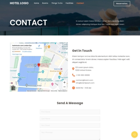 Hotel and BnB Template - Contact Us Page