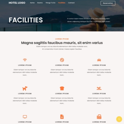 Hotel and BnB Template - Facilities Page