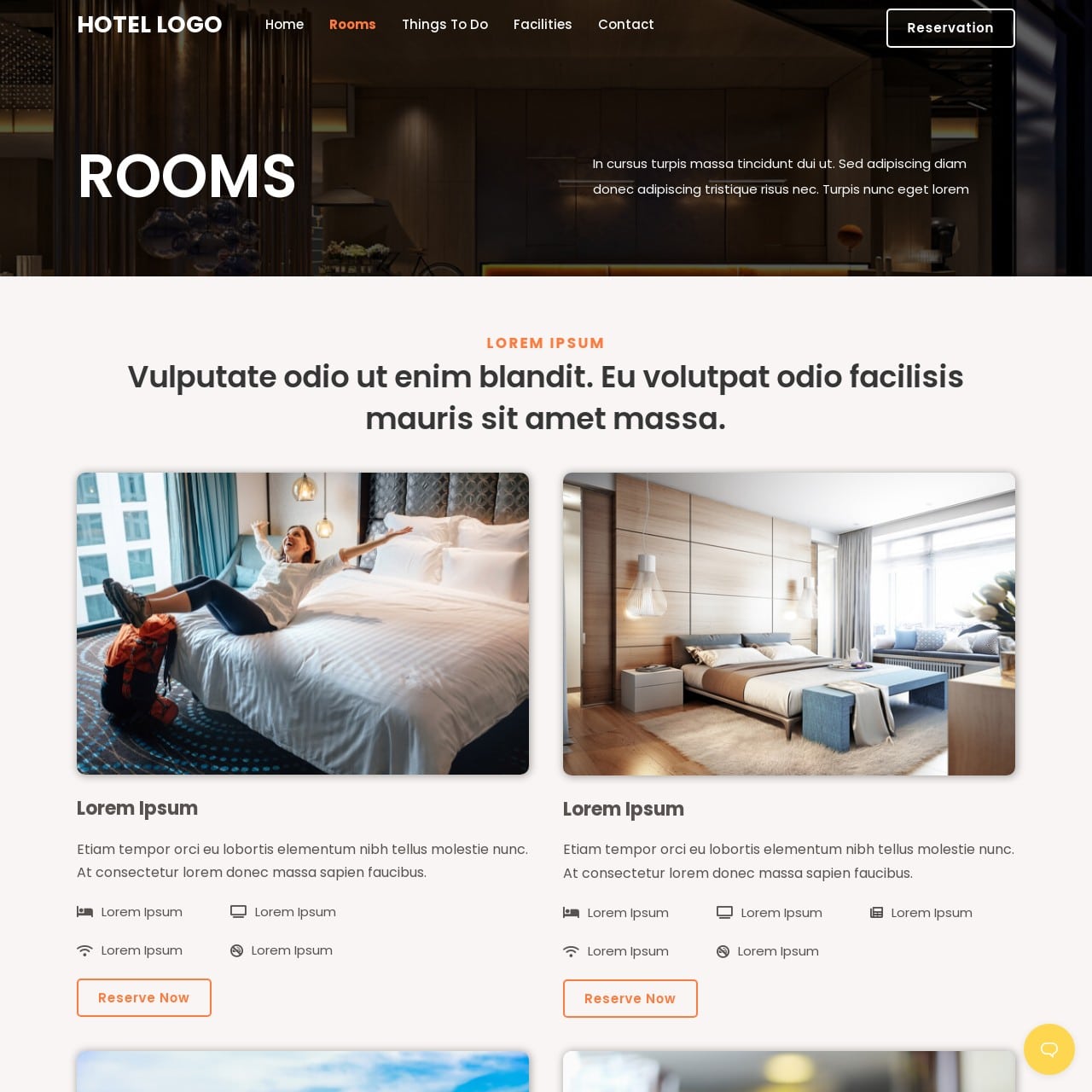 Hotel and BnB Template - Rooms Page