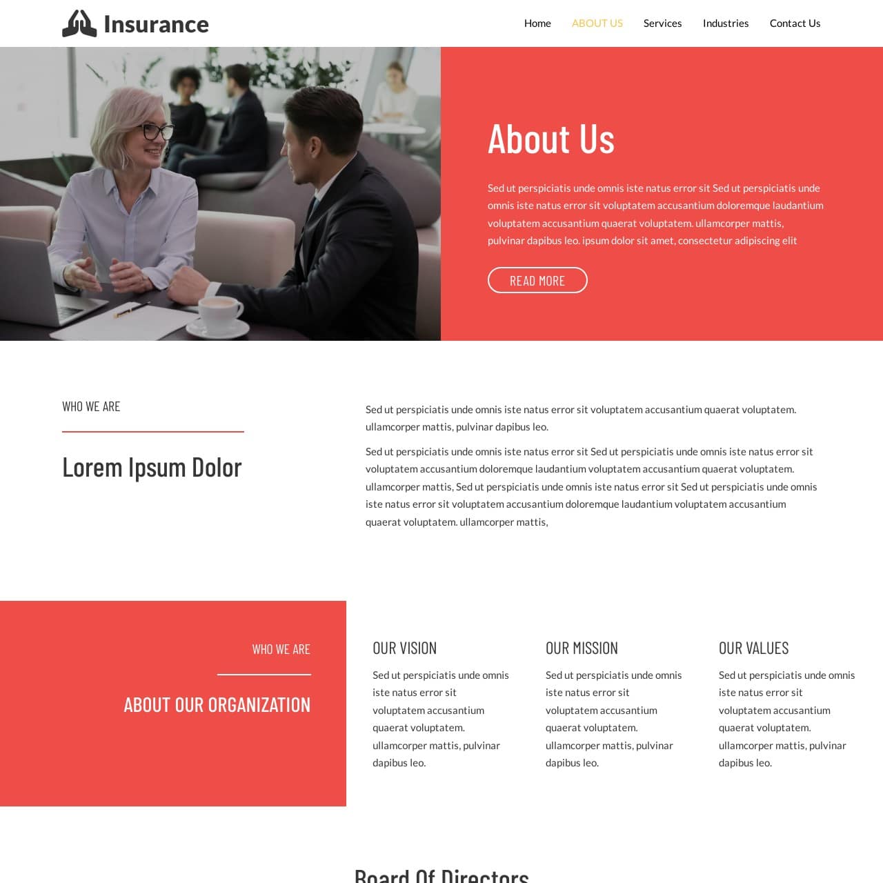 Insurance Template - About Page