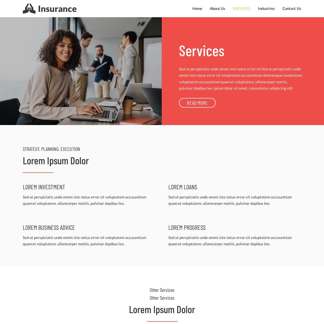 Insurance Template - Services Page