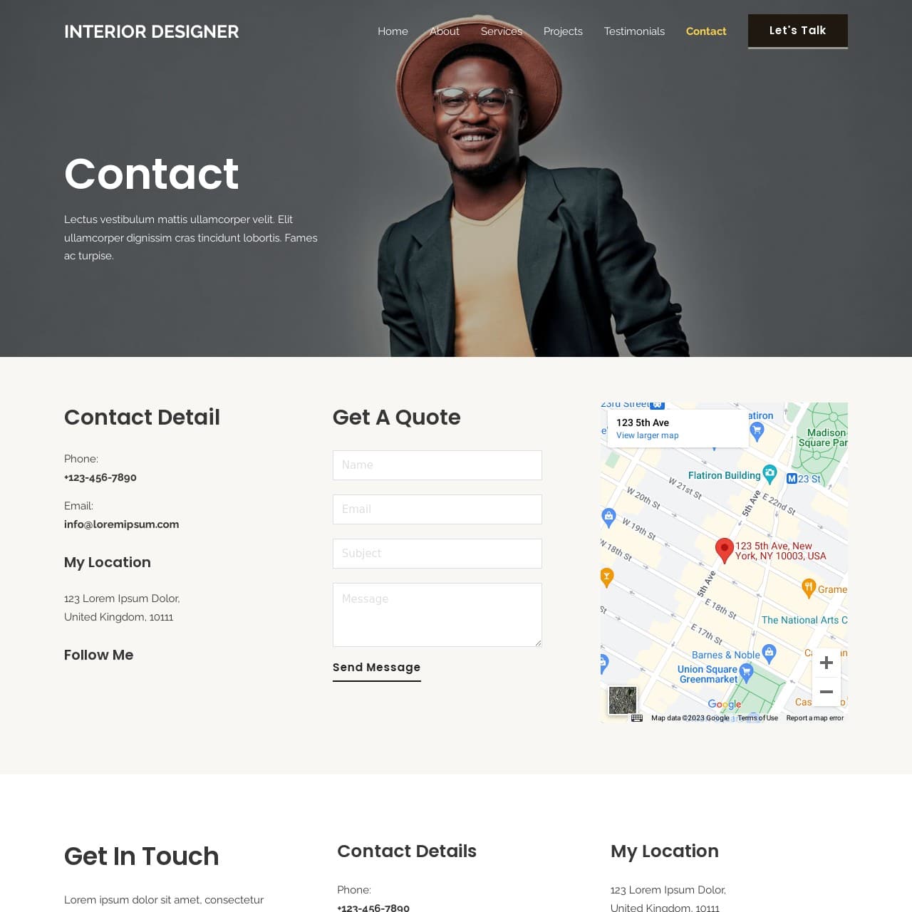 Interior Design Template - Contact Page