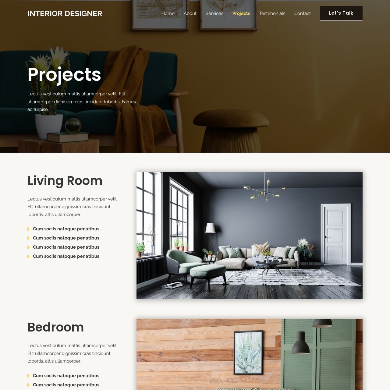 Interior Design Template - Projects Page