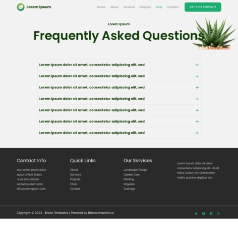 Landscaping Template - FAQs Page