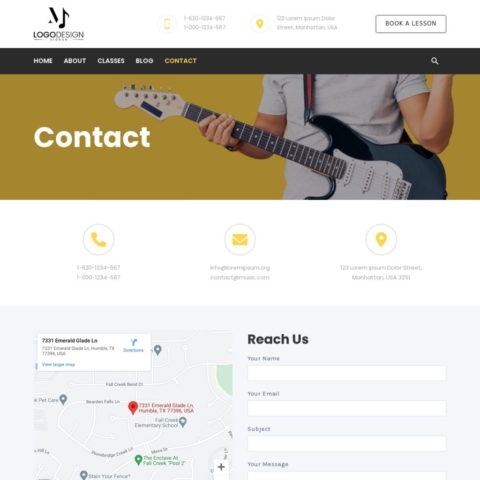 Musician Template - Contact Us Page