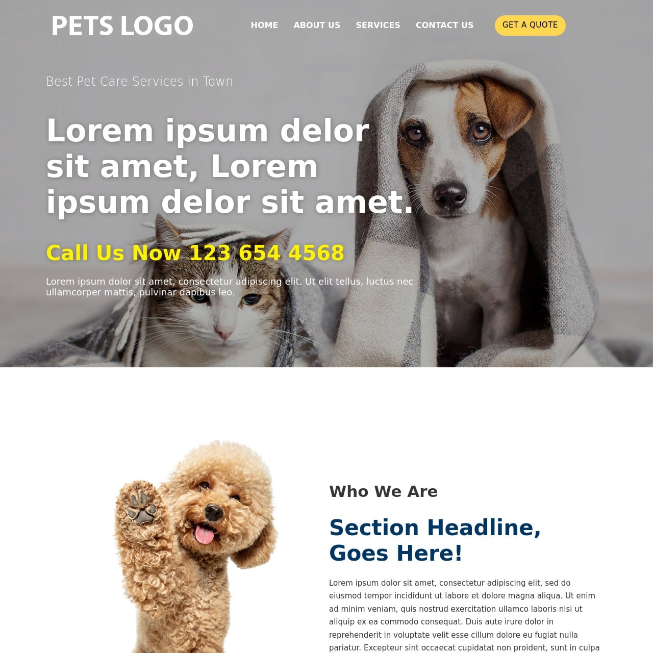 Pets Template - Home Page