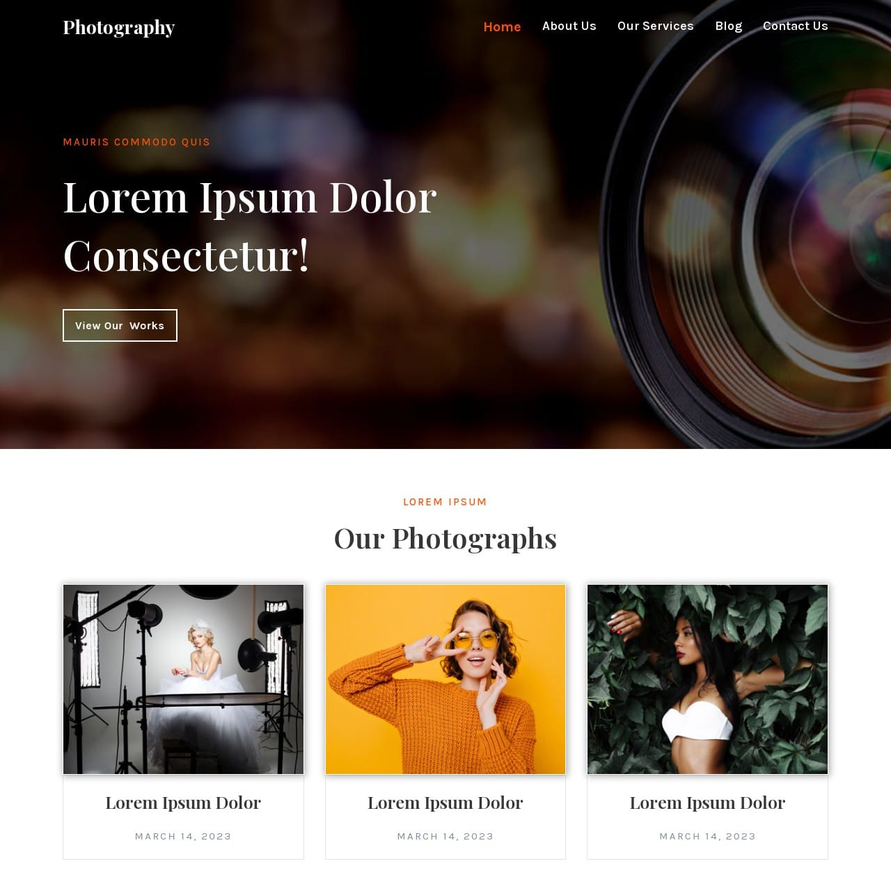 Photography Template - Home Page