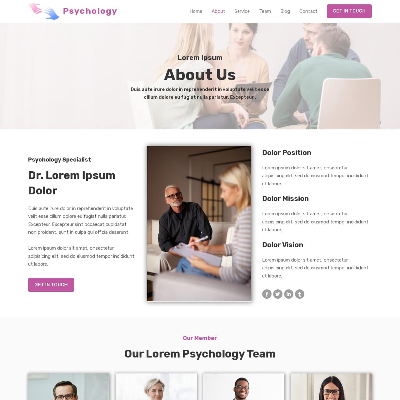 Psychologist Template - About Page