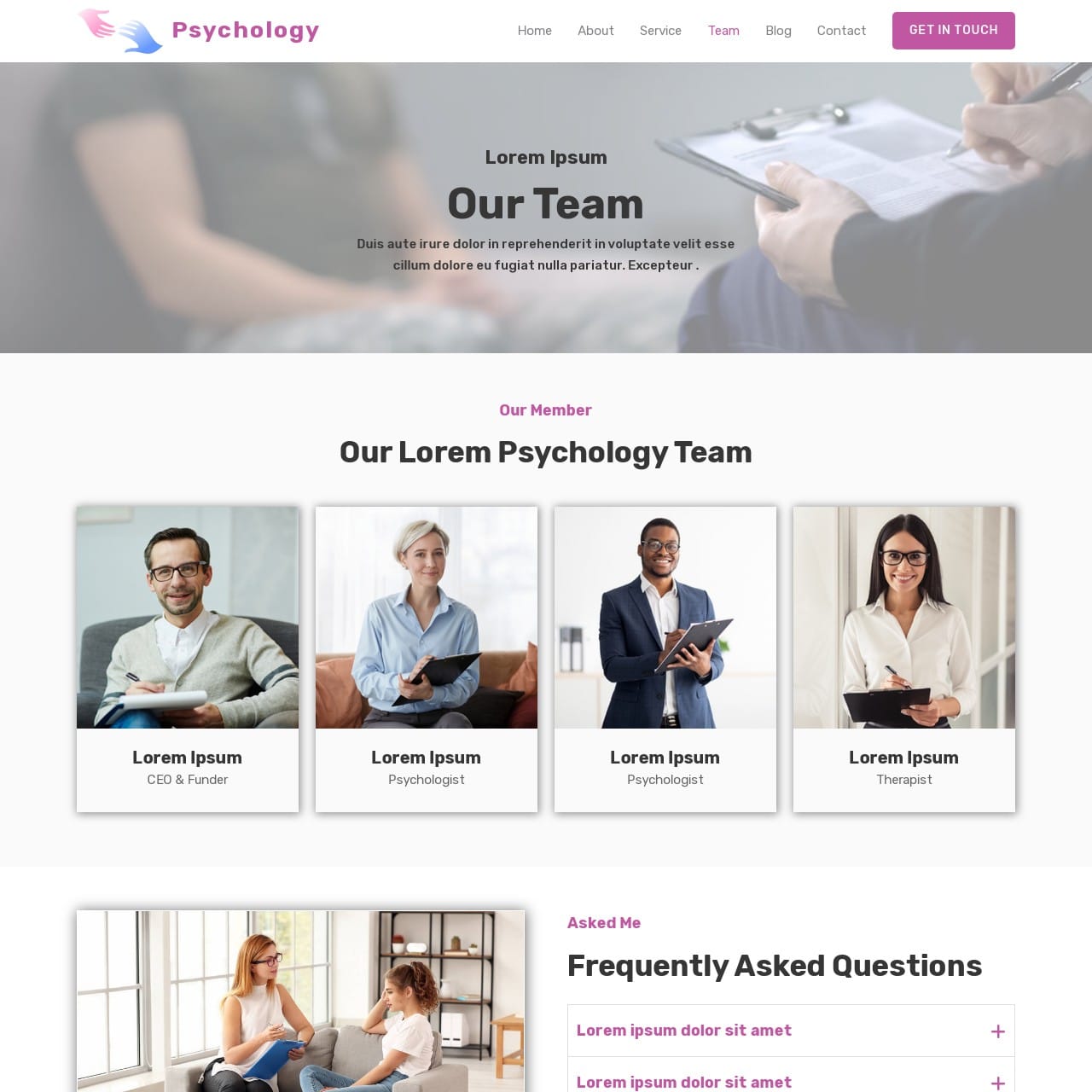 Psychologist Template - Team Page