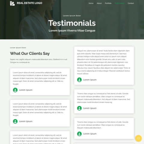 Real Estate Template - Testimonials Page