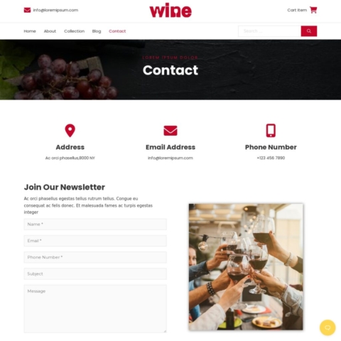Wine and Winery Template - Contact Page
