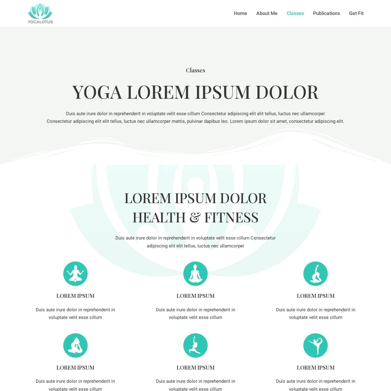 Yoga Template - Classes Page