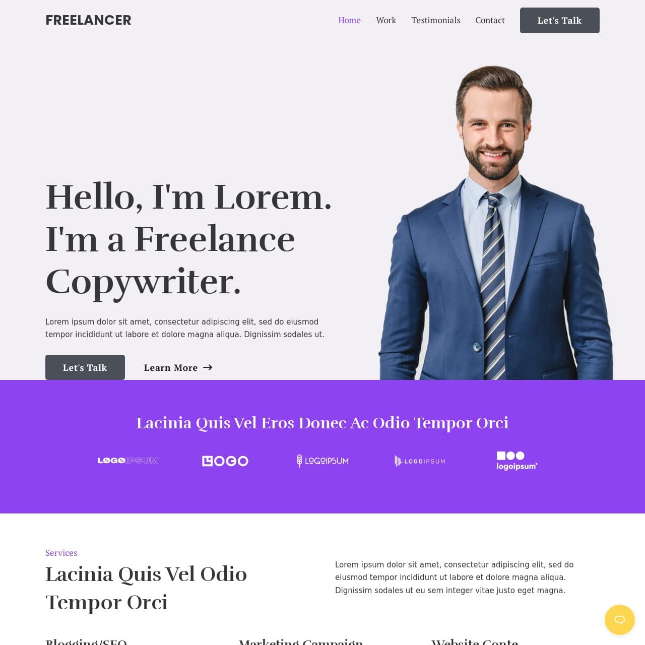 Freelancer Template - Home Page