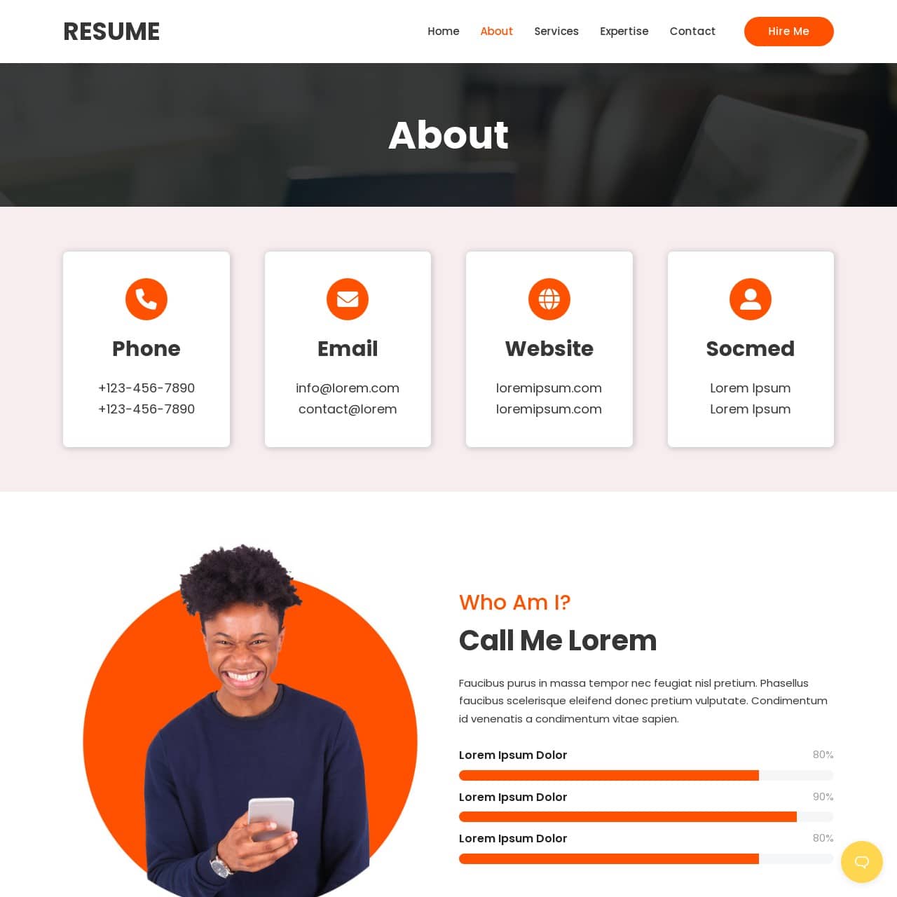 Resume Template - About Page
