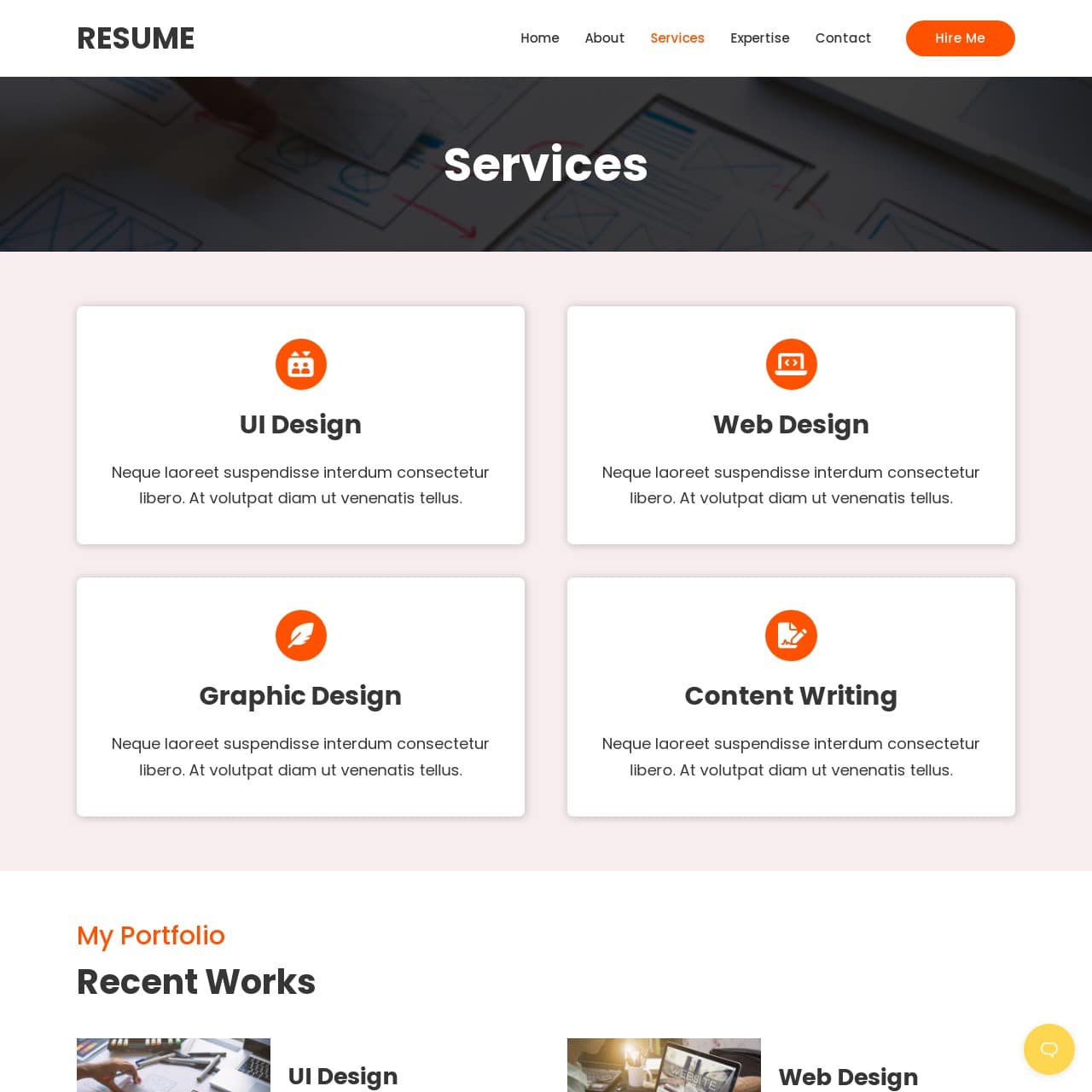 Resume Template - Services Page