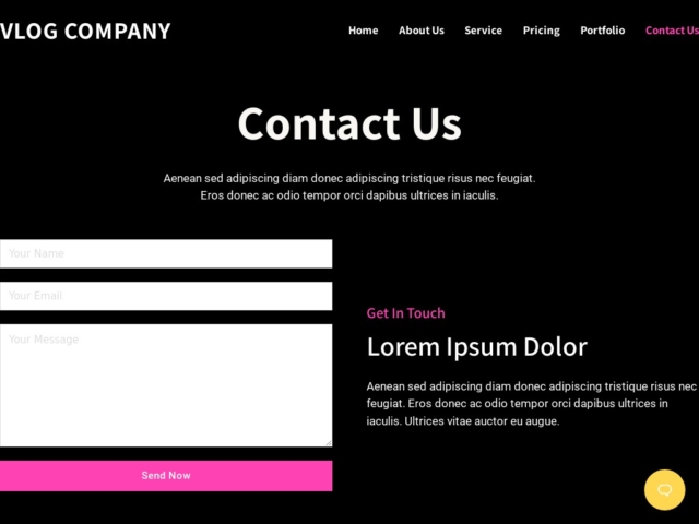 Vlogger Website Template - Contact Page